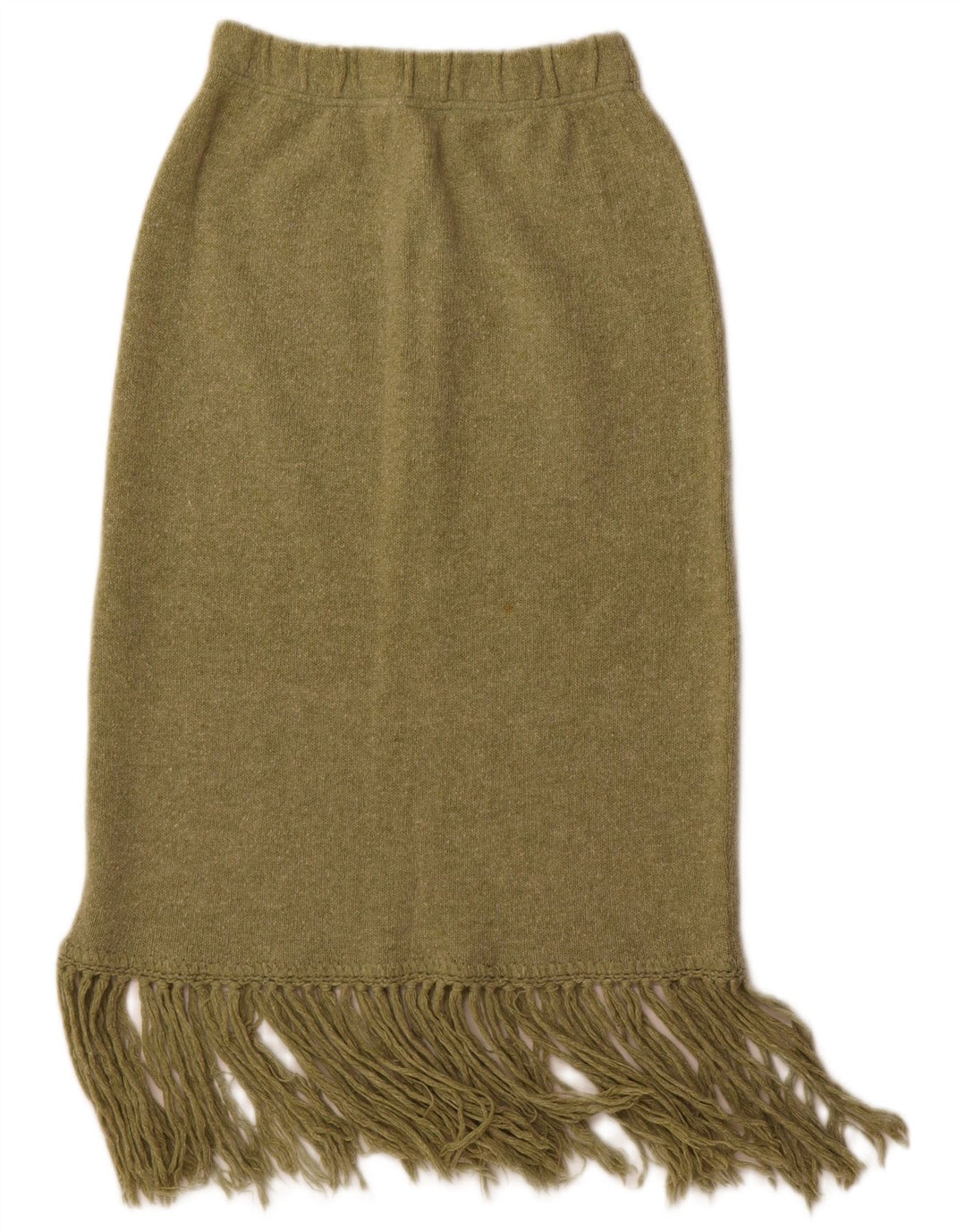 Gonna longuette in maglia da donna vintage media W28 in lana verde