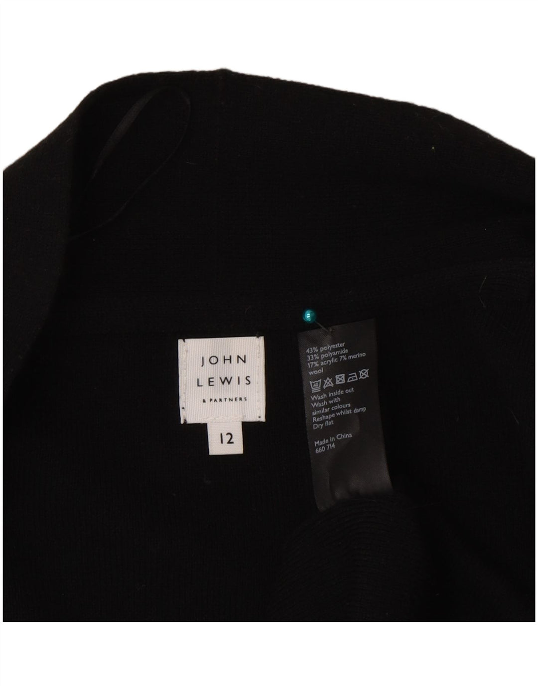Maglione cardigan aperto lungo da donna John Lewis UK 12 medio nero