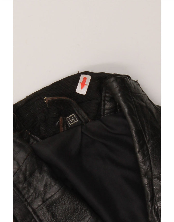Giacca in pelle bomber da donna vintage UK 12 in pelle nera media