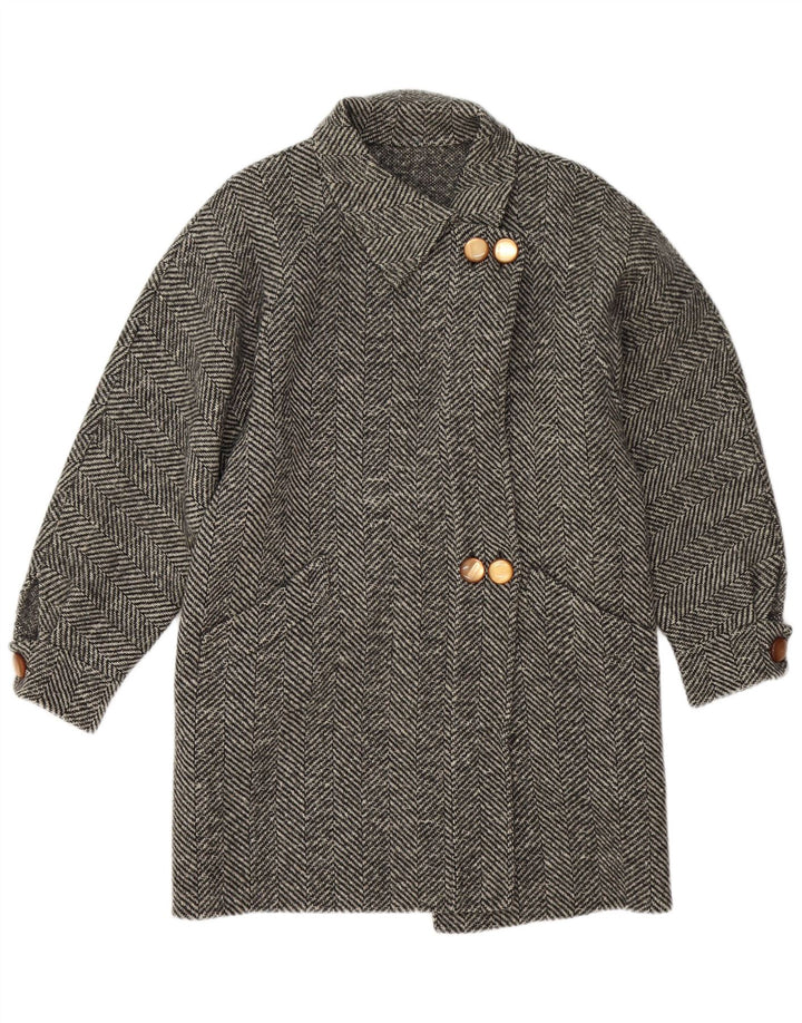 Soprabito vintage da donna UK 14 grigio medio a spina di pesce