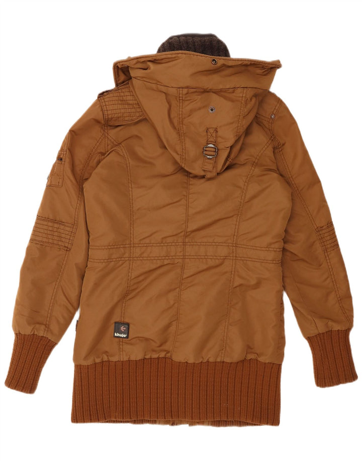 Giacca parka militare con cappuccio da donna KHUJO UK 14 poliestere marrone medio