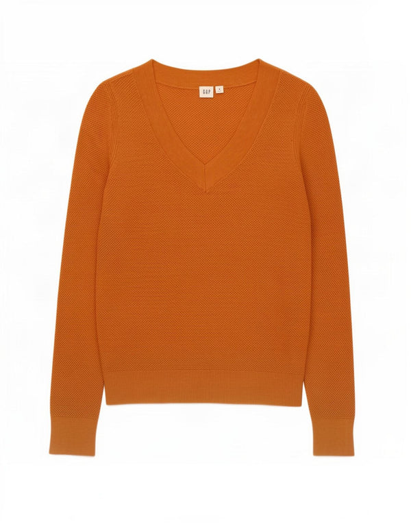 Maglione maglione con scollo a V da donna Gap UK 14 Cotone marrone medio