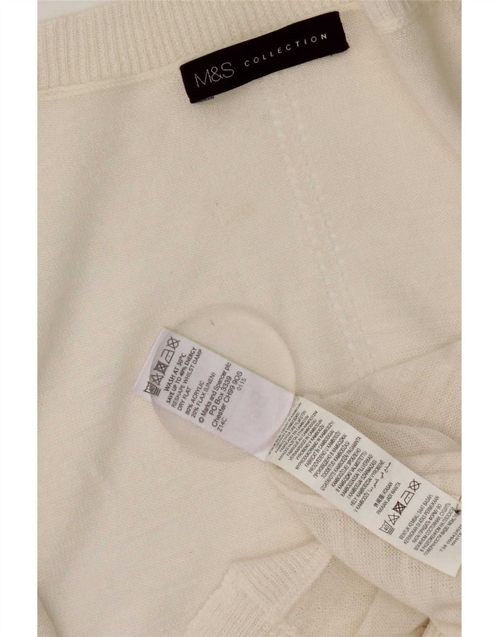 Maglione cardigan aperto lungo da donna Marks & Spencer UK 14 medio bianco