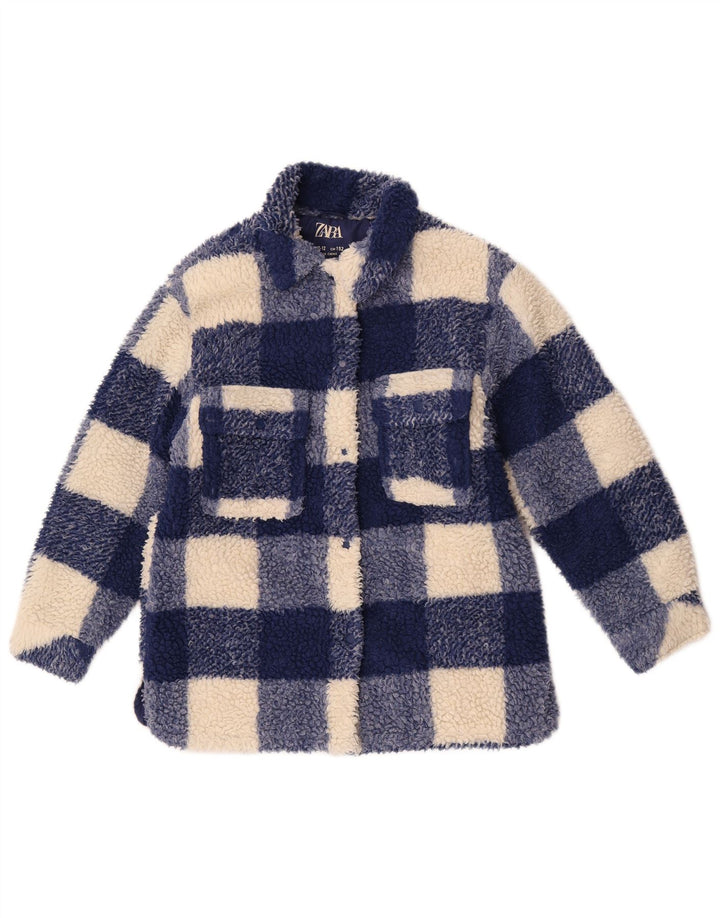 Giacca in pile per ragazze Zara 11-12 anni in poliestere a quadretti blu