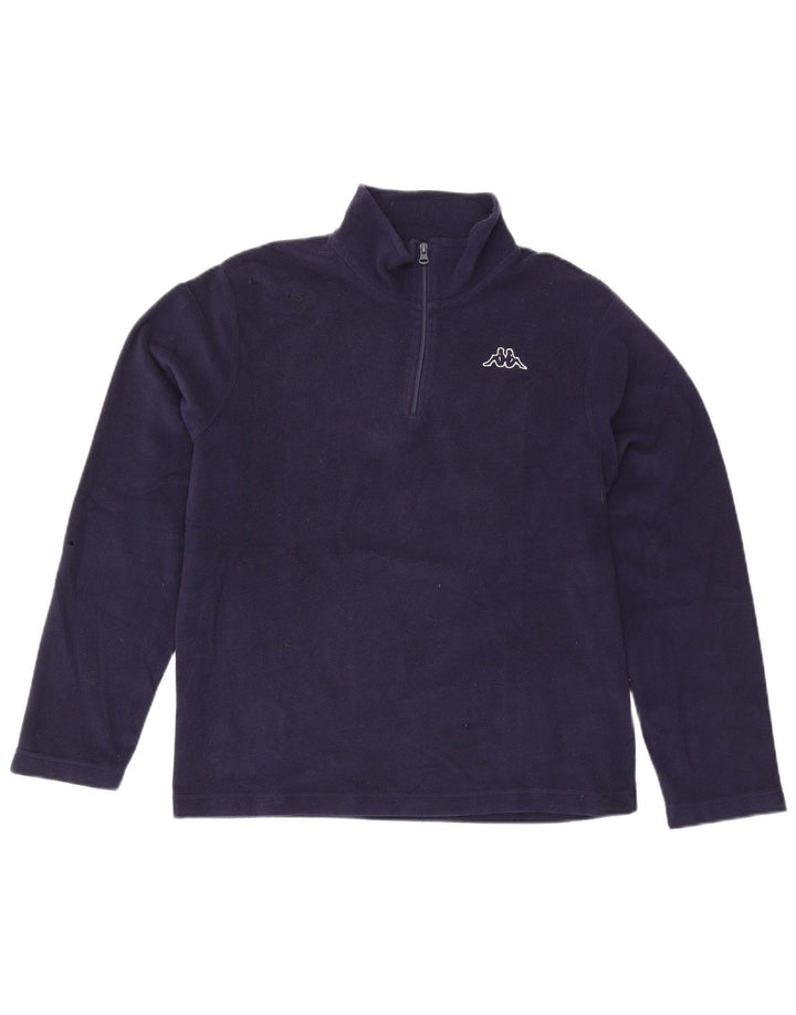 Maglione in pile da uomo Kappa con zip e collo grande in poliestere blu navy