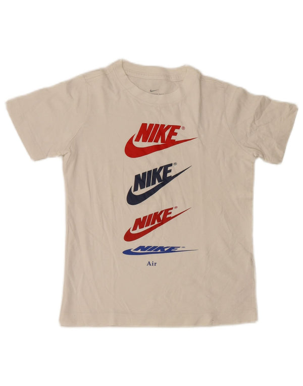 T-shirt grafica Nike da bambino con vestibilità standard, 8-9 anni, piccola, in cotone bianco