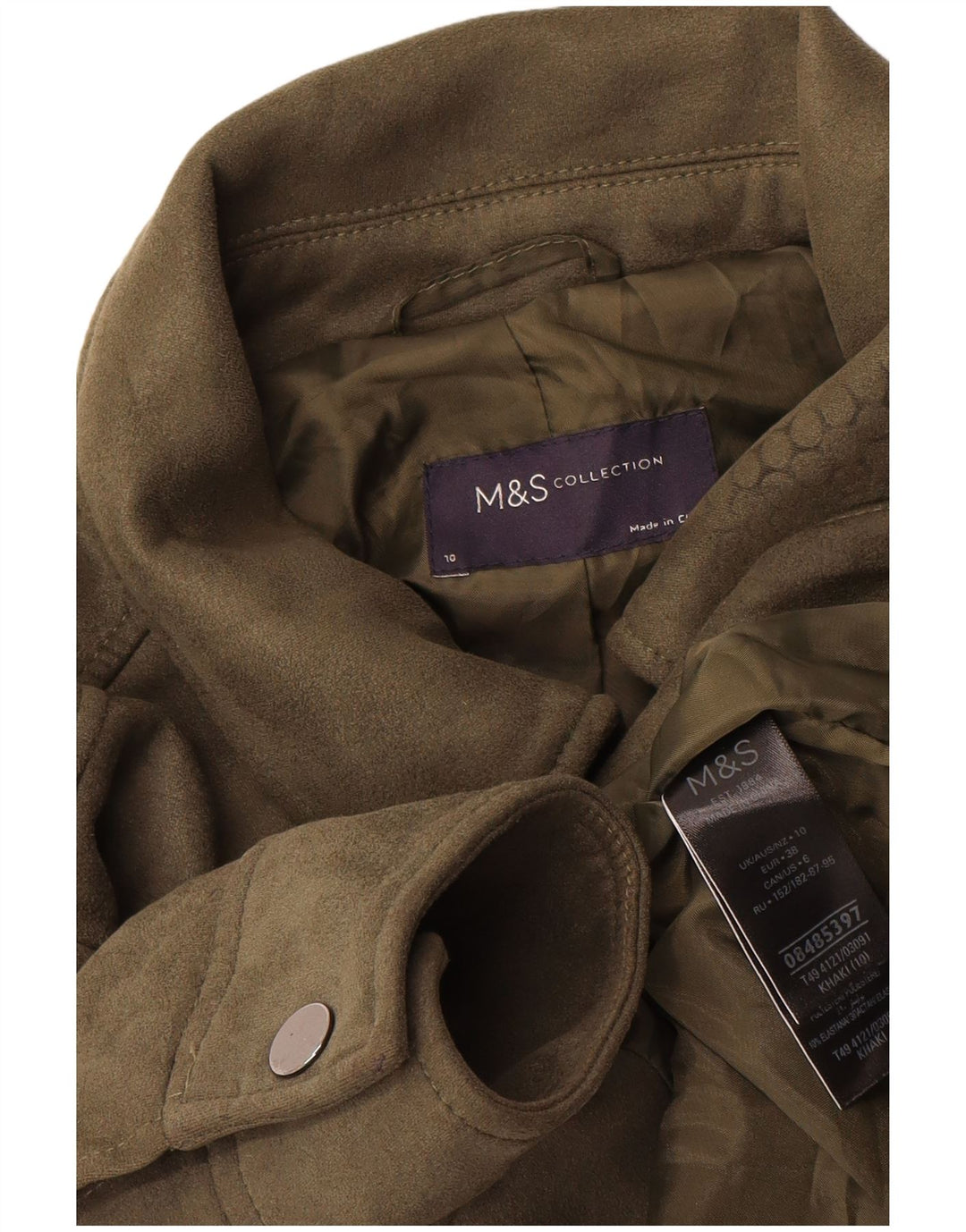 Giubbotto bomber da donna Marks & Spencer UK 10 piccolo poliestere kaki