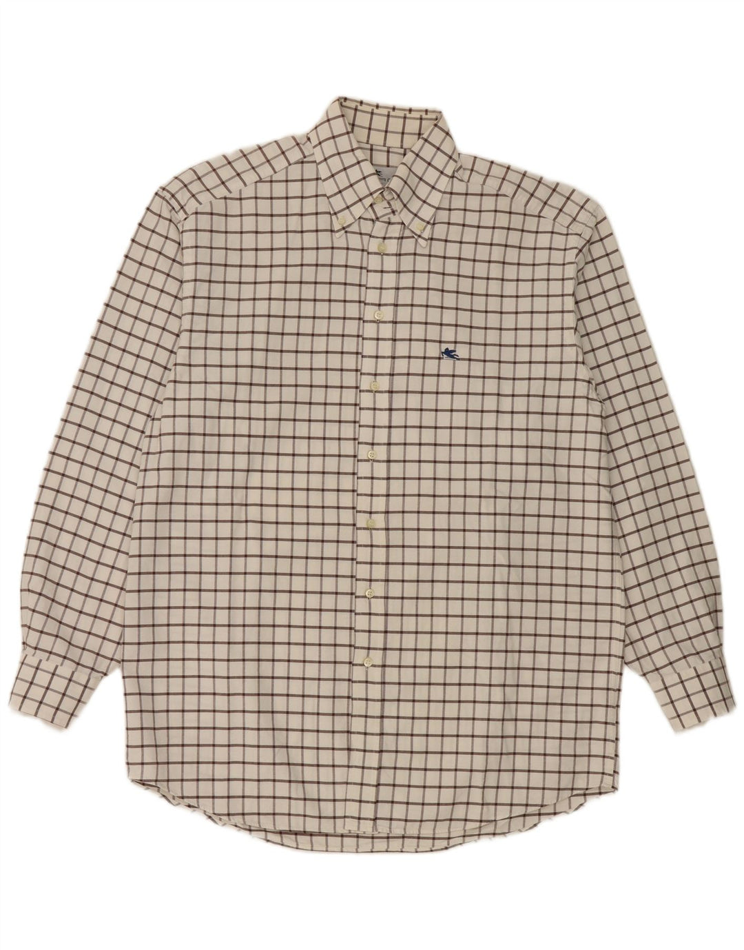 Camicia Etro da uomo in flanella Milano taglia 42 grande cotone a quadri bianchi