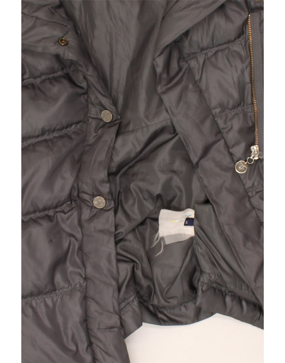 TRUSSARDI Womens Padded Coat IT 46 Large Grey | Vintage Trussardi | Thrift | Second-Hand Trussardi | Used Clothing | Messina Hembry 