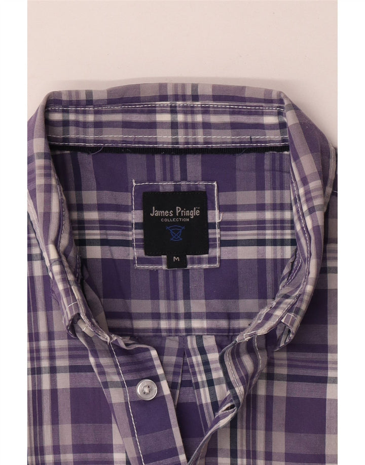 Camicia a maniche corte da uomo James Pringle a quadri viola medio