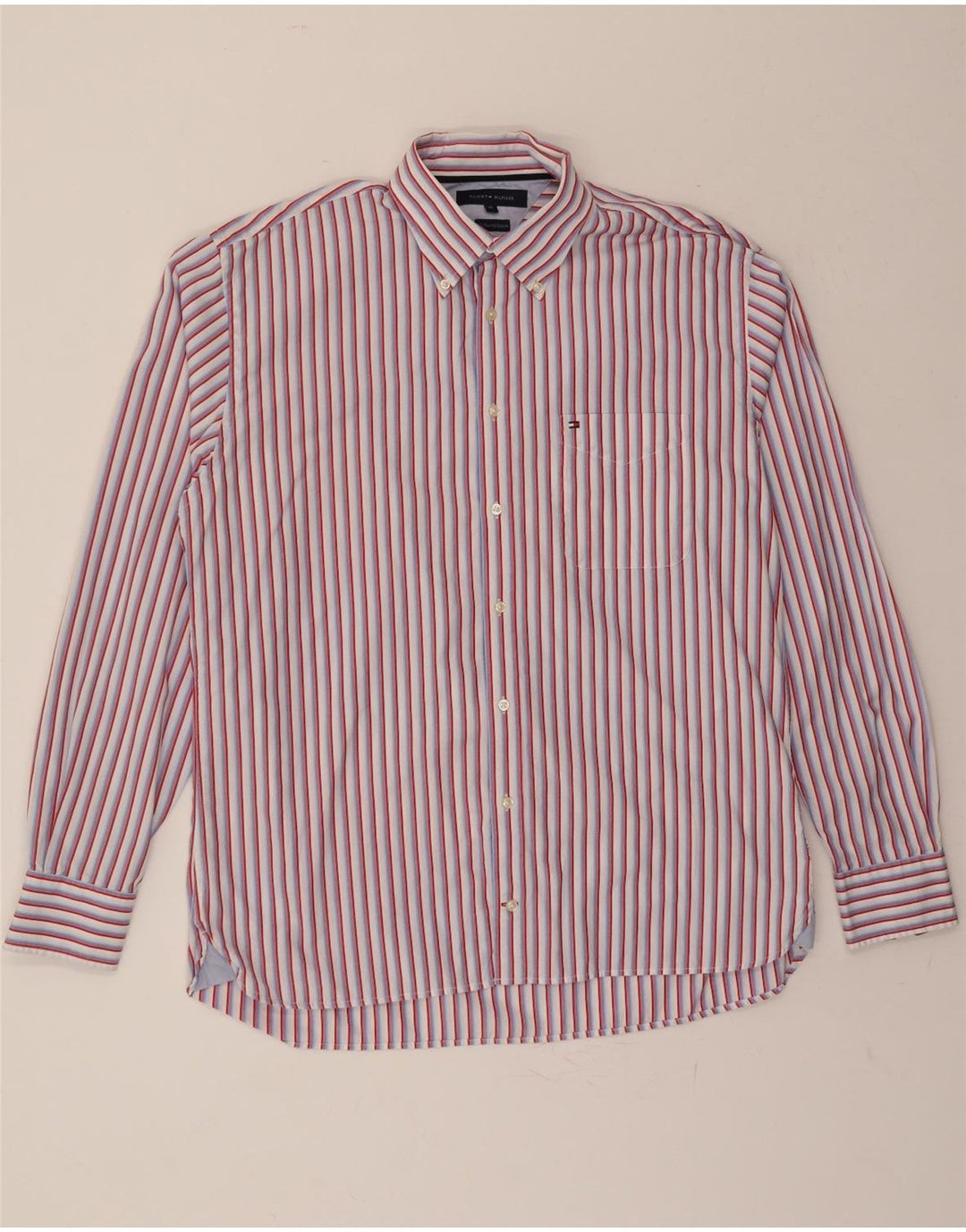 TOMMY HILFIGER Mens Shirt XL Multicoloured Striped Cotton Vintage Tommy Hilfiger and Second-Hand Tommy Hilfiger from Messina Hembry 