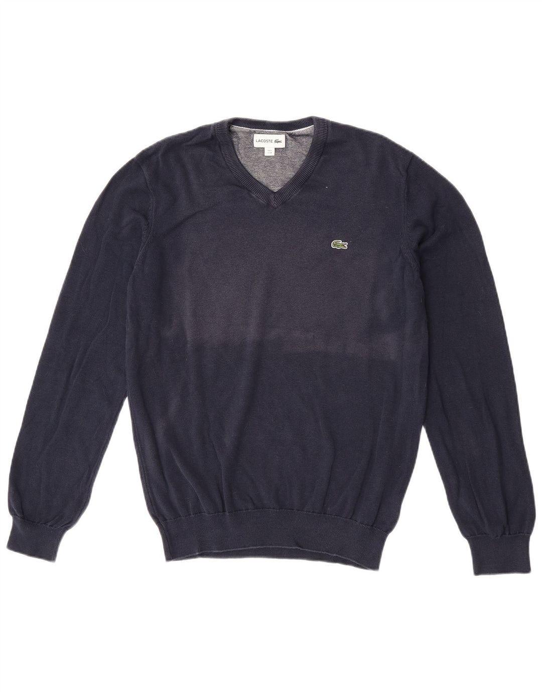 Maglione maglione con scollo a V da uomo Lacoste taglia 4 cotone medio blu navy