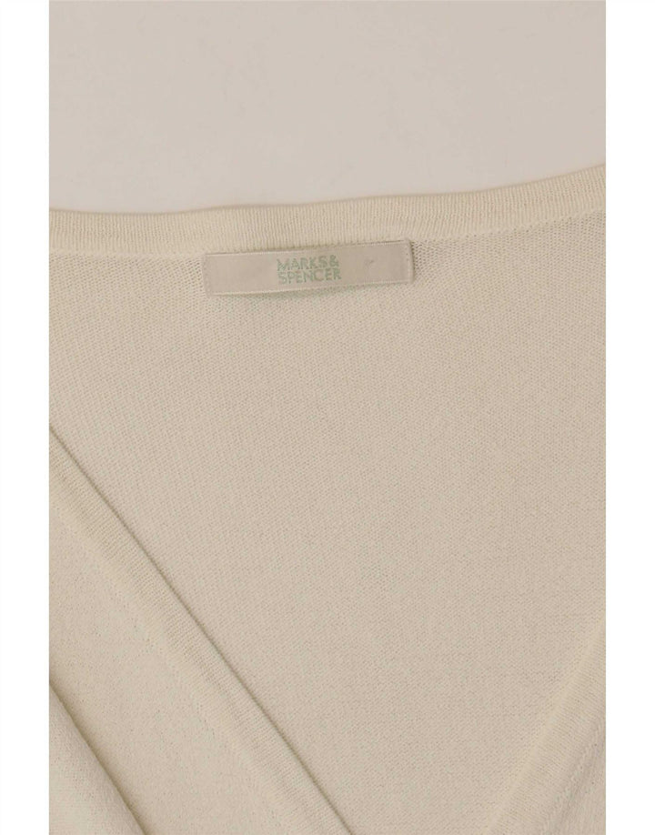 Maglione cardigan da donna Marks & Spencer UK 10 piccolo bianco sporco