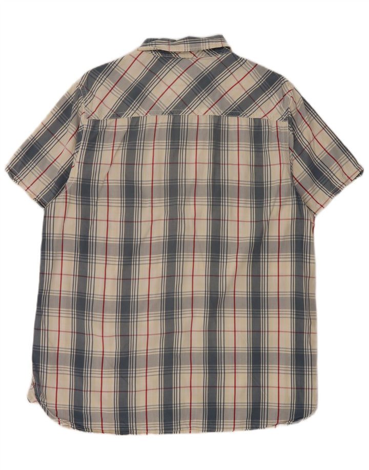 Camicia a maniche corte da uomo Weird Fish, cotone a quadri blu grandi