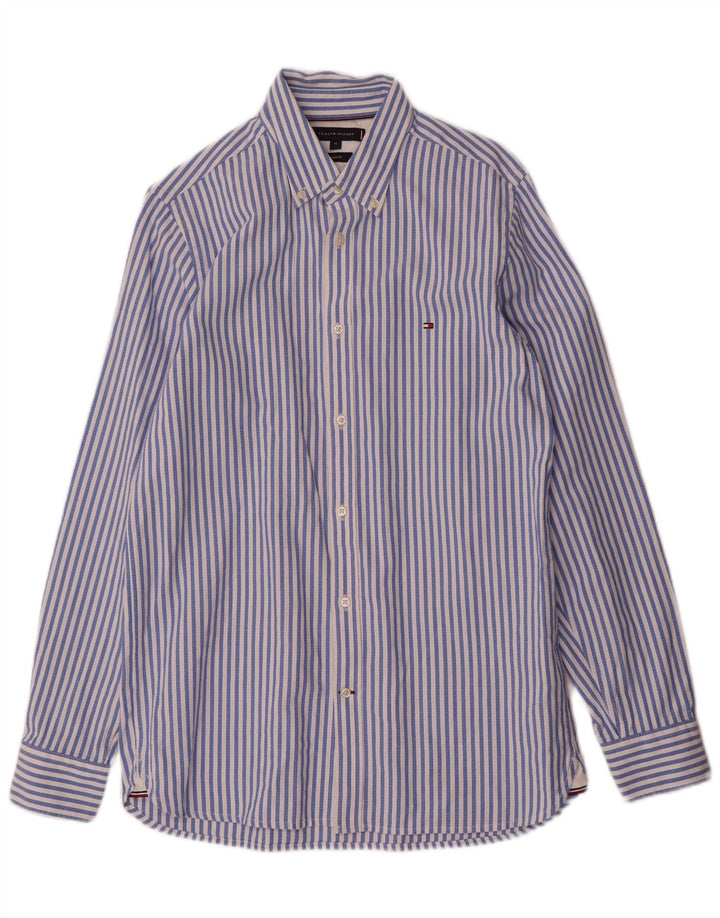 Camicia slim fit da uomo Tommy Hilfiger in cotone a righe blu medio