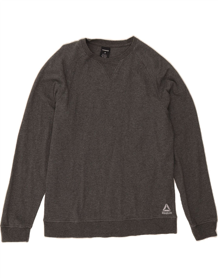 REEBOK Mens Sweatshirt Jumper Small Grey Cotton Vintage Reebok and Second-Hand Reebok from Messina Hembry 