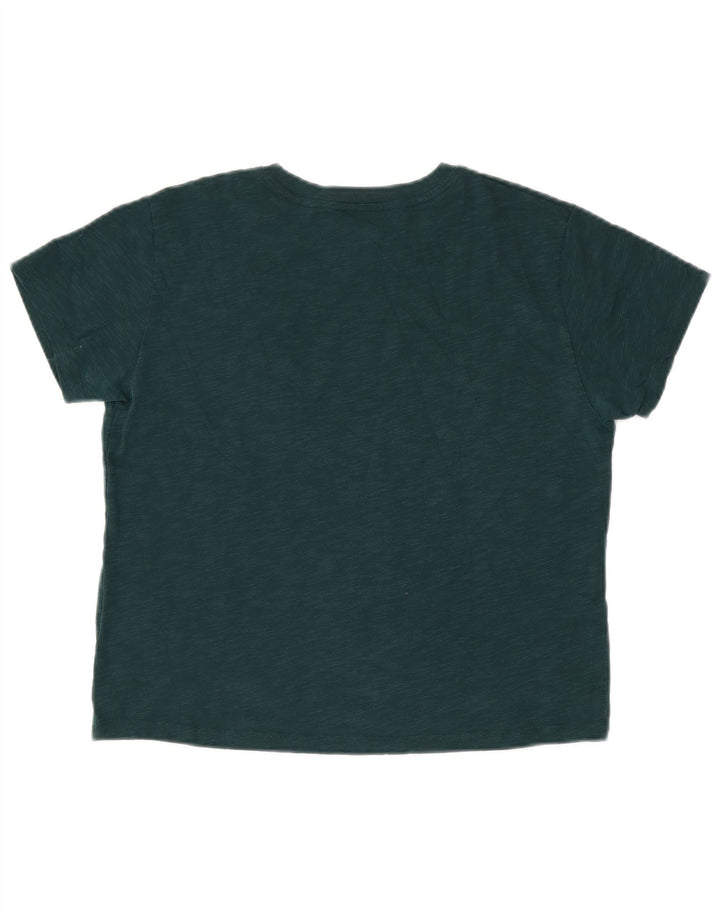 T-shirt grafica da donna SUPERDRY Top UK 14 grande cotone chiazzato verde