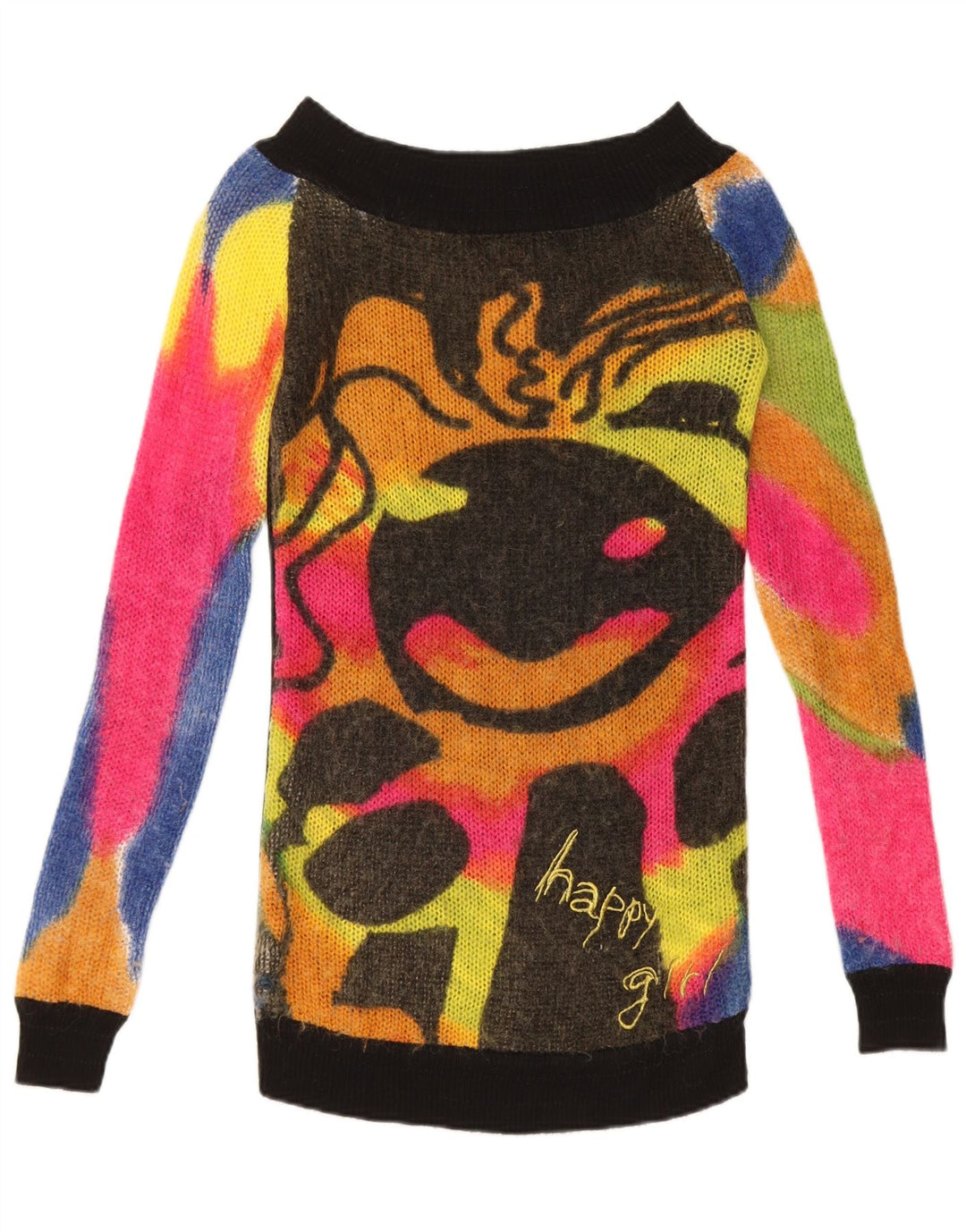 Desigual Donna Maglione con scollo a barchetta Maglione UK 12 Medio Multicolore
