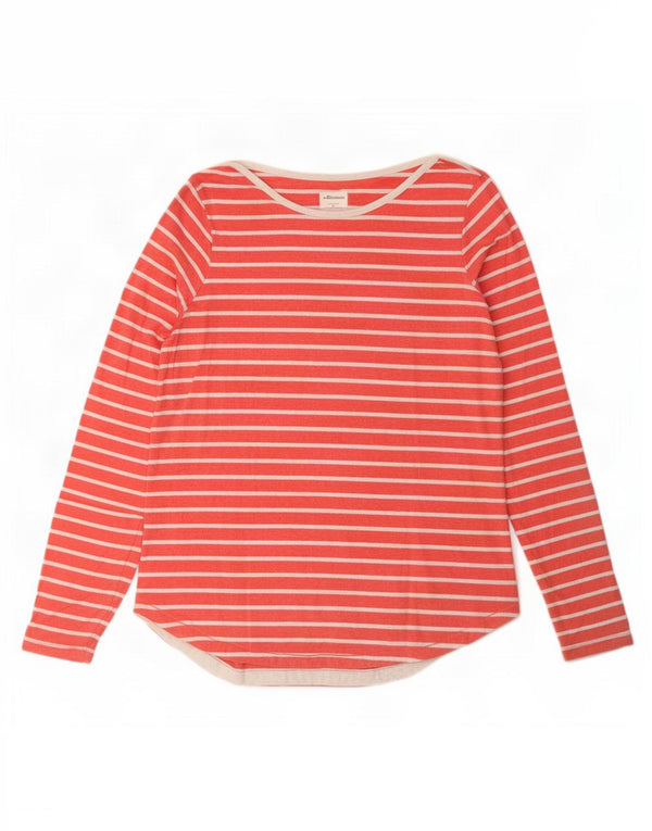 Fat Face Top da donna a maniche lunghe UK 12 Cotone a righe arancione medio