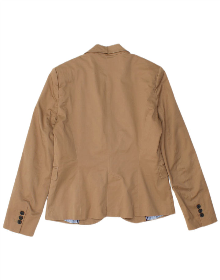 Giacca Blazer a 1 Bottone da Donna ZARA UK 14 Large Marrone Cotone