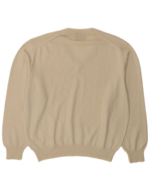 BIBO Maglione da donna con scollo a V IT 50 XL Lana bianco sporco