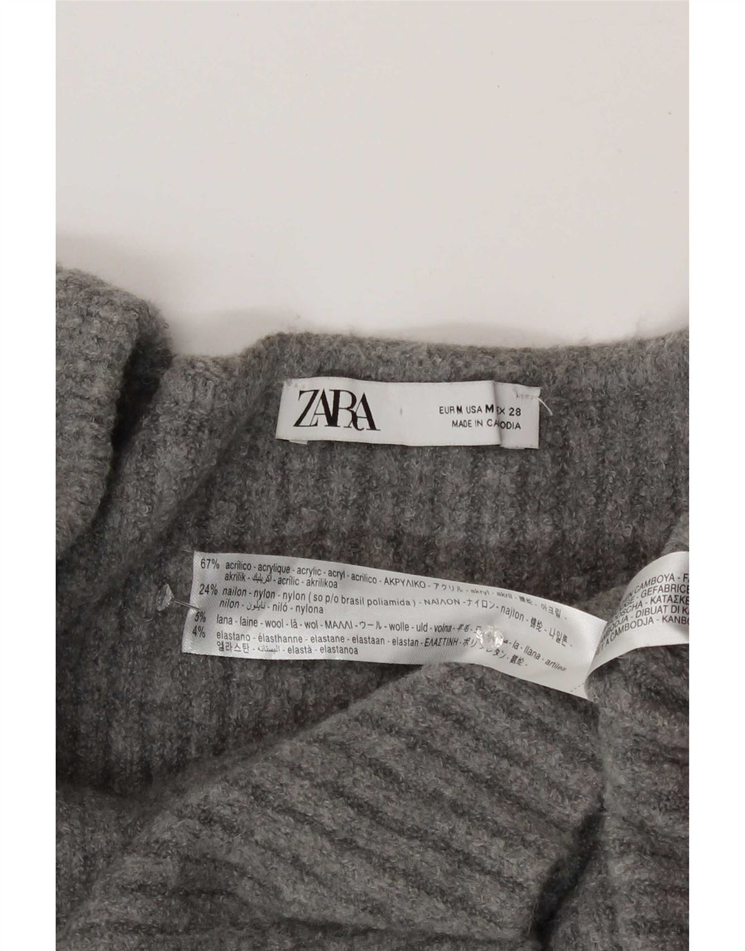 Top Zara da donna a maniche lunghe UK 12 acrilico grigio medio
