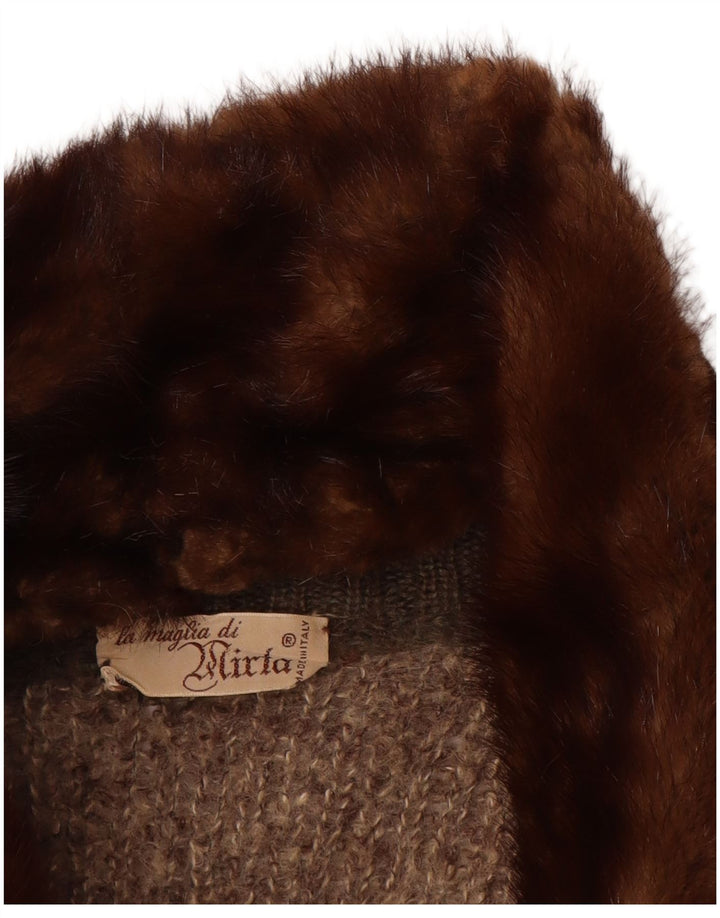 Maglione cardigan da donna VINTAGE UK 18 XL Marrone