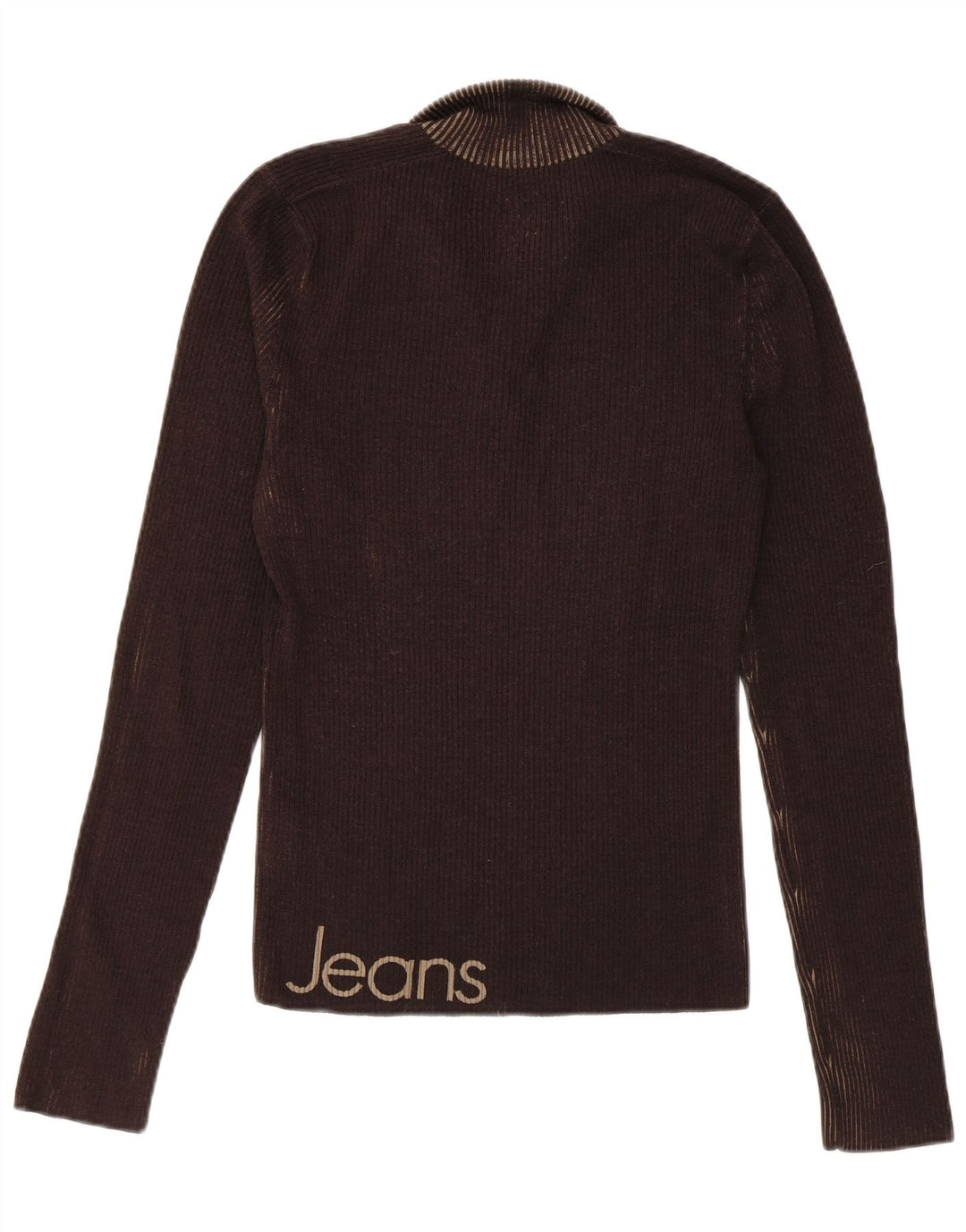 CALVIN KLEIN JEANS Maglione da donna con collo a bottoni UK 10 Piccolo Marrone
