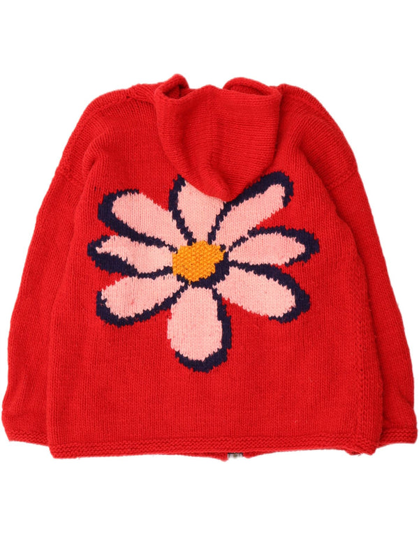 Maglione cardigan con cappuccio grafico da donna vintage UK 22 3XL rosso floreale