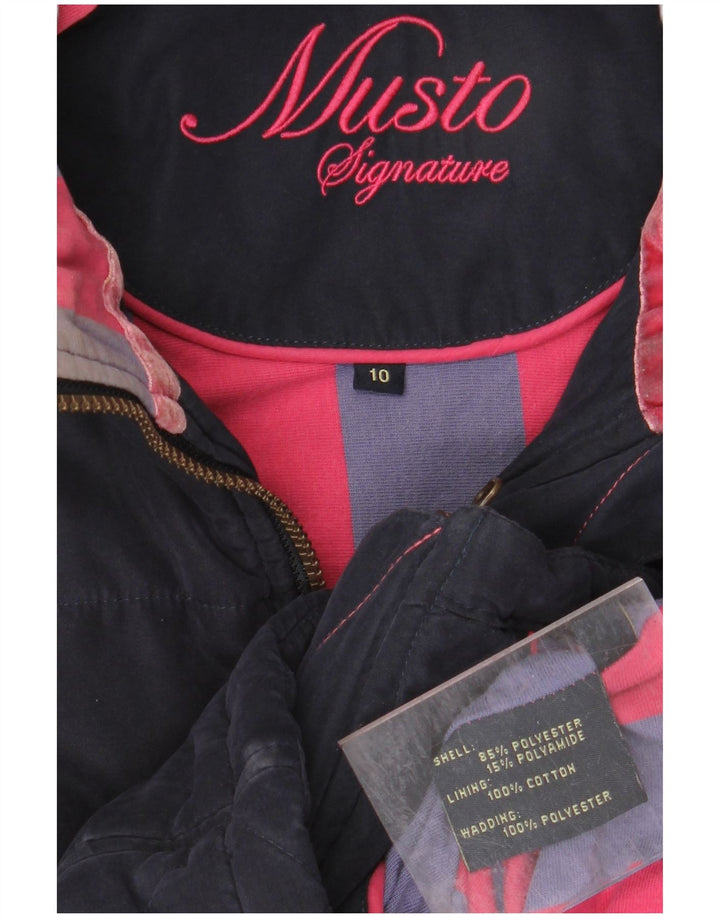 MUSTO Womens Graphic Padded Jacket UK 10 Small Navy Blue Polyester