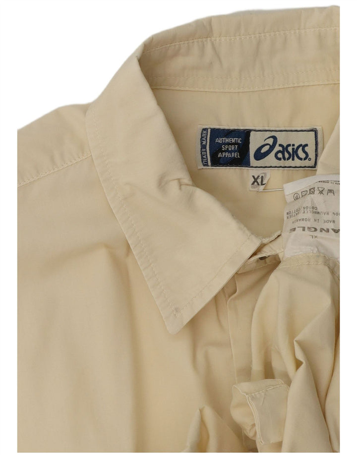 Camicia a maniche corte da uomo Asics XL in cotone beige