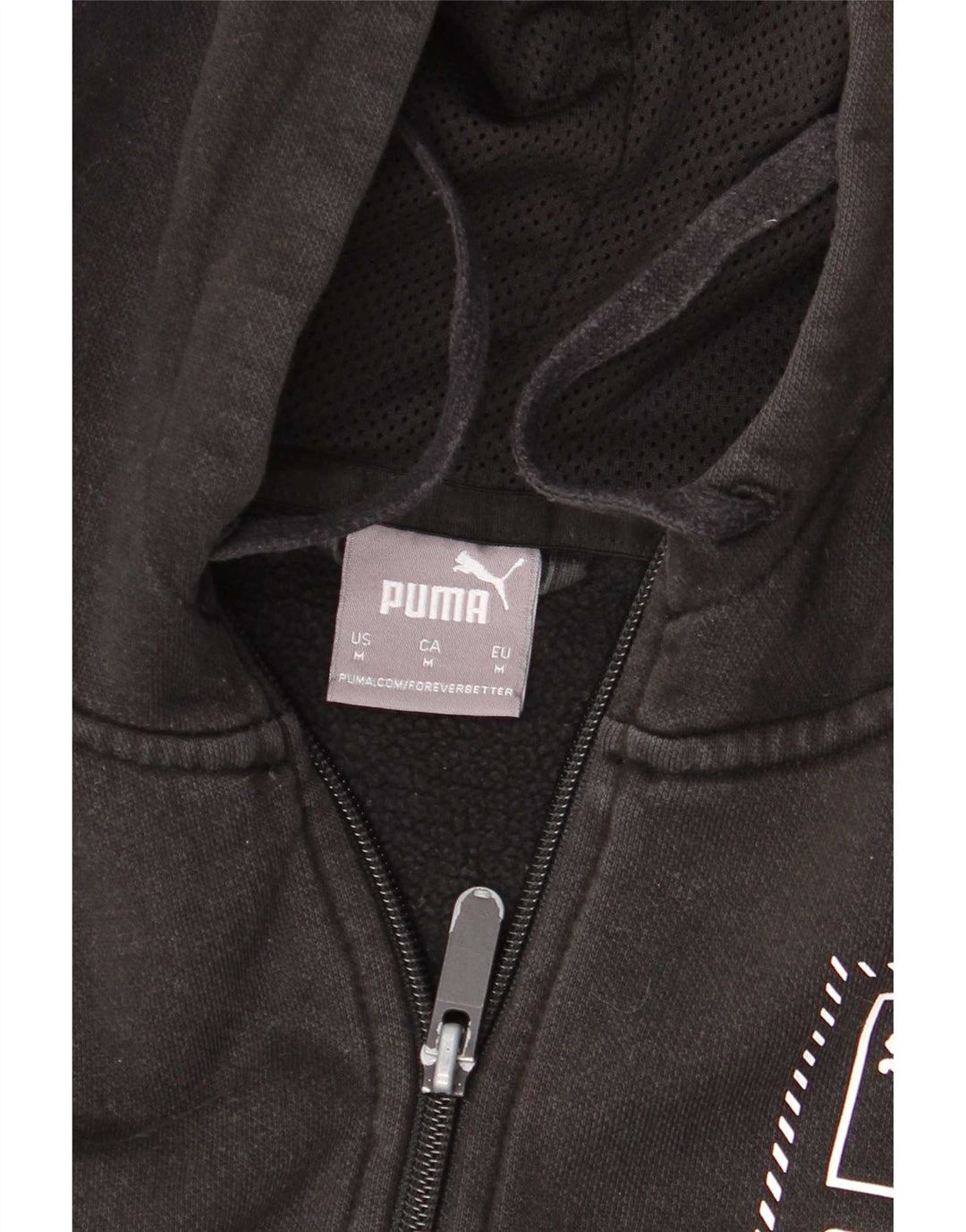 Felpa con cappuccio e zip grafica da uomo Puma in cotone nero medio
