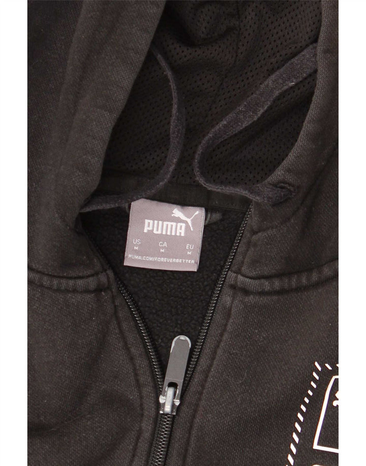 Felpa con cappuccio e zip grafica da uomo Puma in cotone nero medio