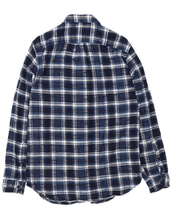 J. Crew Camicia da uomo in flanella dalla vestibilità classica, piccola, in cotone a quadri blu navy