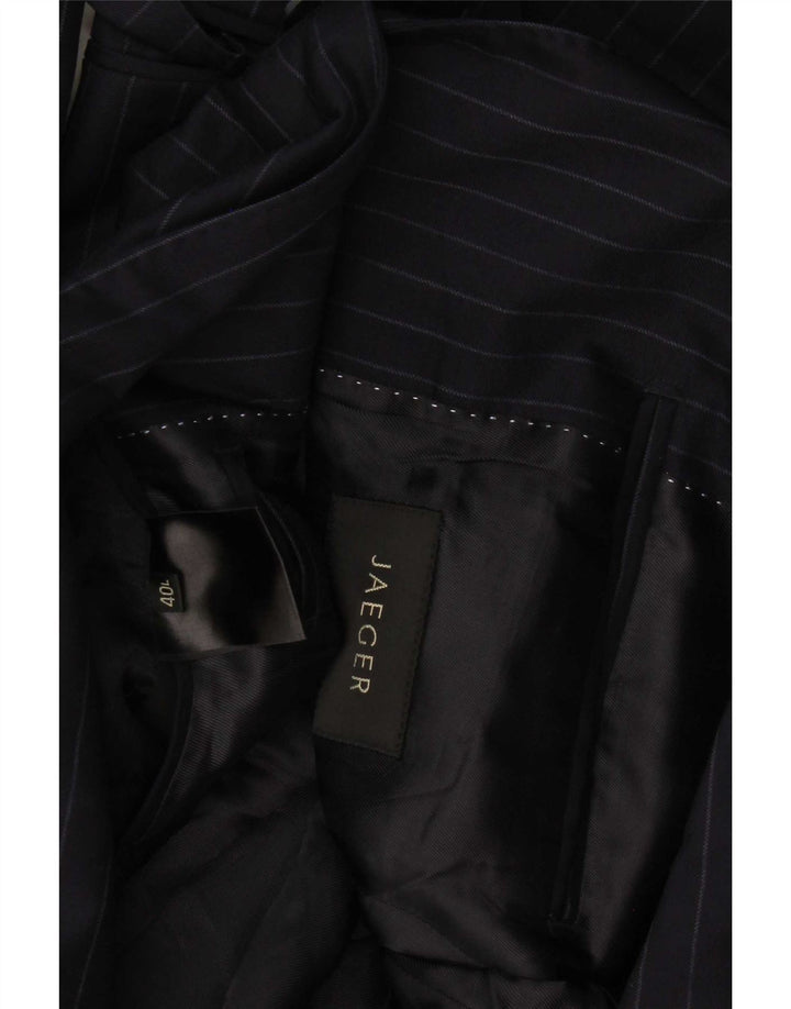 Jaeger Giacca blazer da uomo a 2 bottoni UK 40 Large Navy Blue gessato