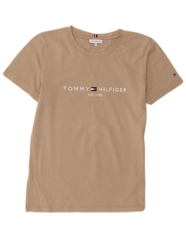 T-shirt grafica da donna Tommy Hilfiger Top UK 6 XS cotone beige