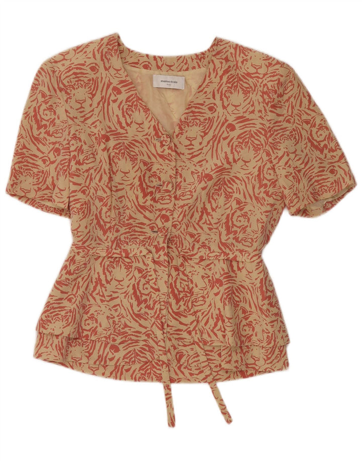 MARCO TESTA Giacca Blazer a 3 Bottoni da Donna IT 42 Beige Medio Stampa Animalier