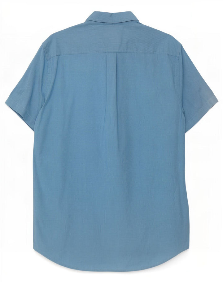Camicia da uomo a maniche corte Regular Fit Superdry in cotone pied de poule blu medio