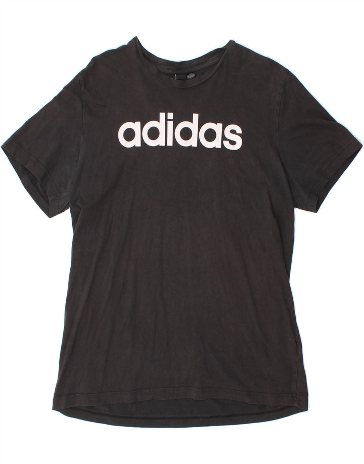 ADIDAS Womens Graphic T-Shirt Top Large Black Cotton Vintage Adidas and Second-Hand Adidas from Messina Hembry 