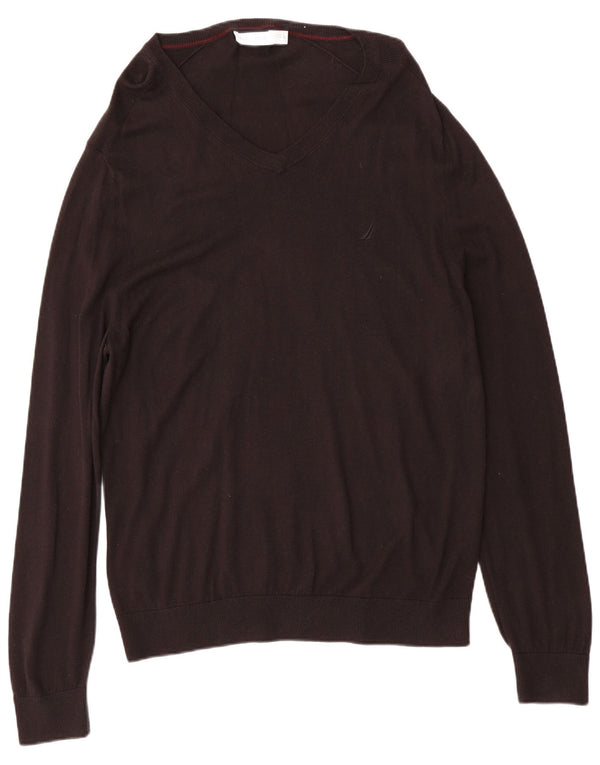 Maglione da uomo con scollo a V Nautica, grande cotone nero