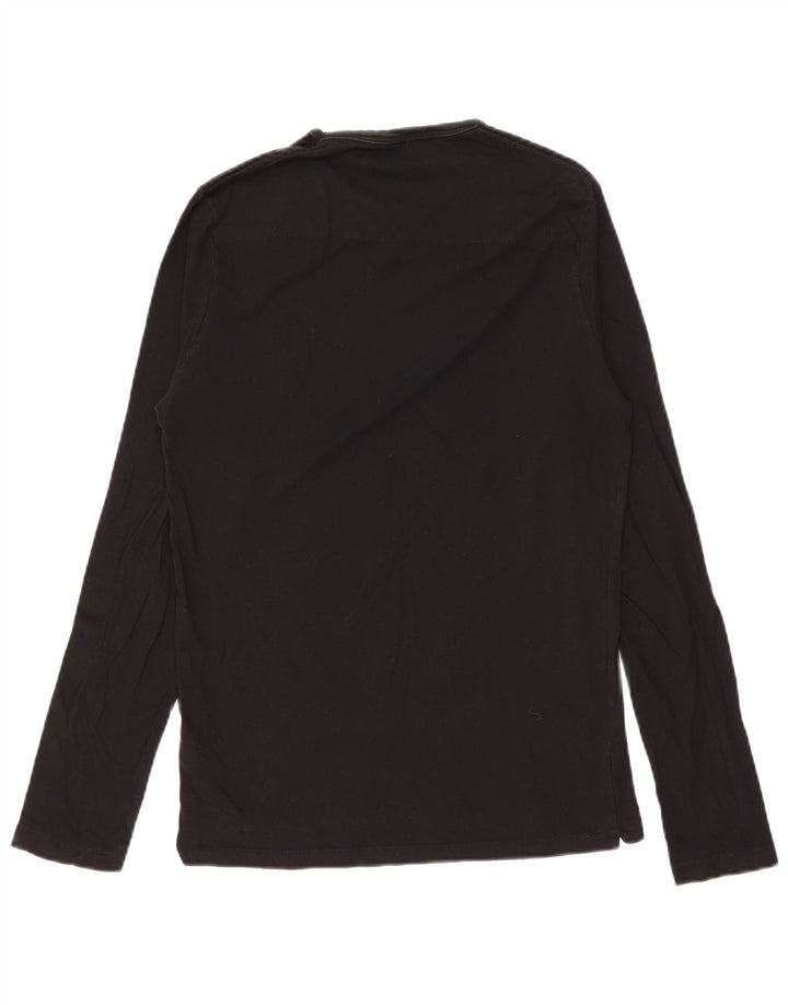 French Connection Top da uomo a maniche lunghe in cotone nero medio
