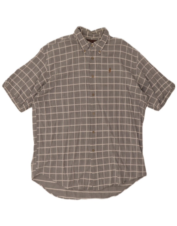 Camicia a maniche corte da uomo Marlboro Classics 2XL Cotone a quadri grigio