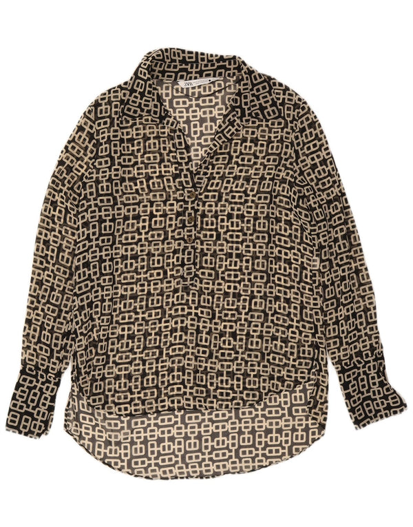 Camicetta oversize a maniche lunghe da donna Zara UK 6 XS Nero geometrico