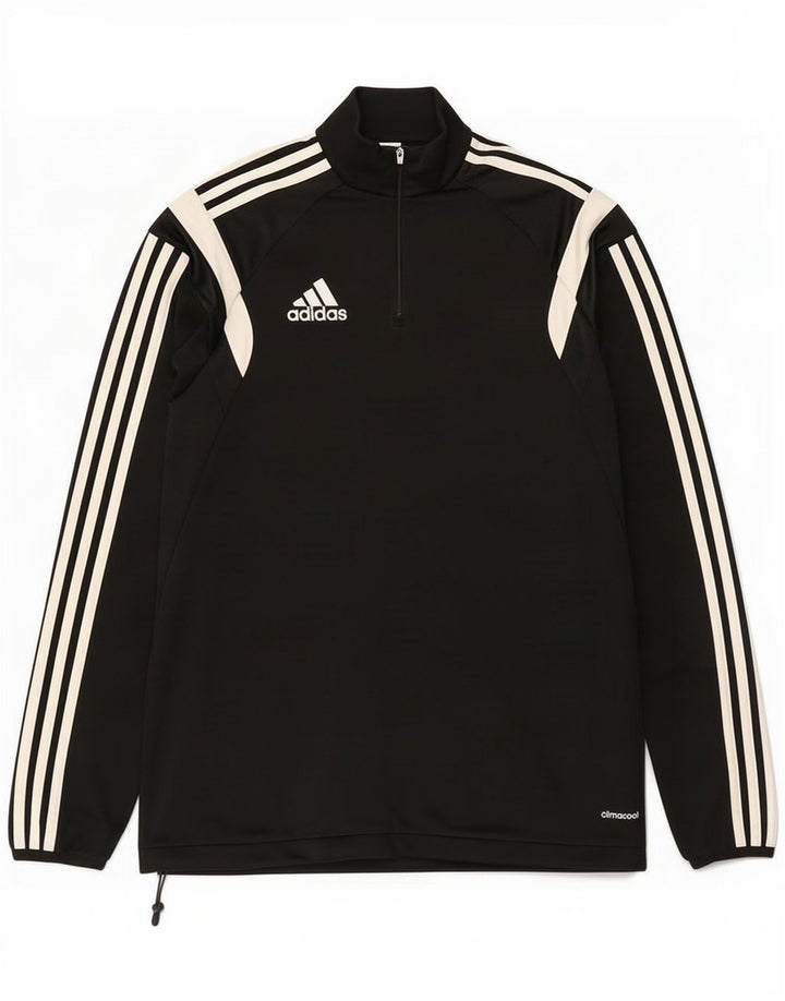 Adidas Uomo Climacool Zip Neck Felpa Maglione Piccolo Nero Colourblock