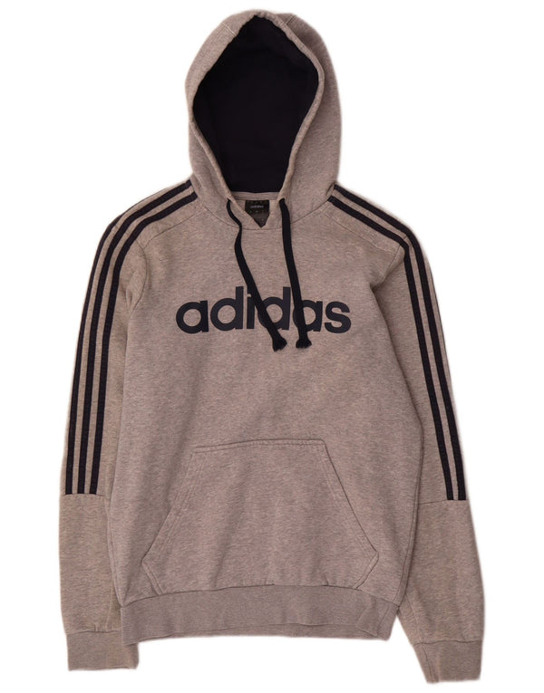 Felpa con cappuccio grafica da uomo Adidas Small in cotone grigio