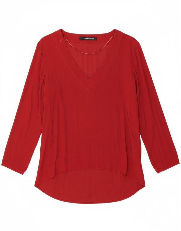 Top tunica a maniche lunghe da donna Zara UK 14 rosso medio