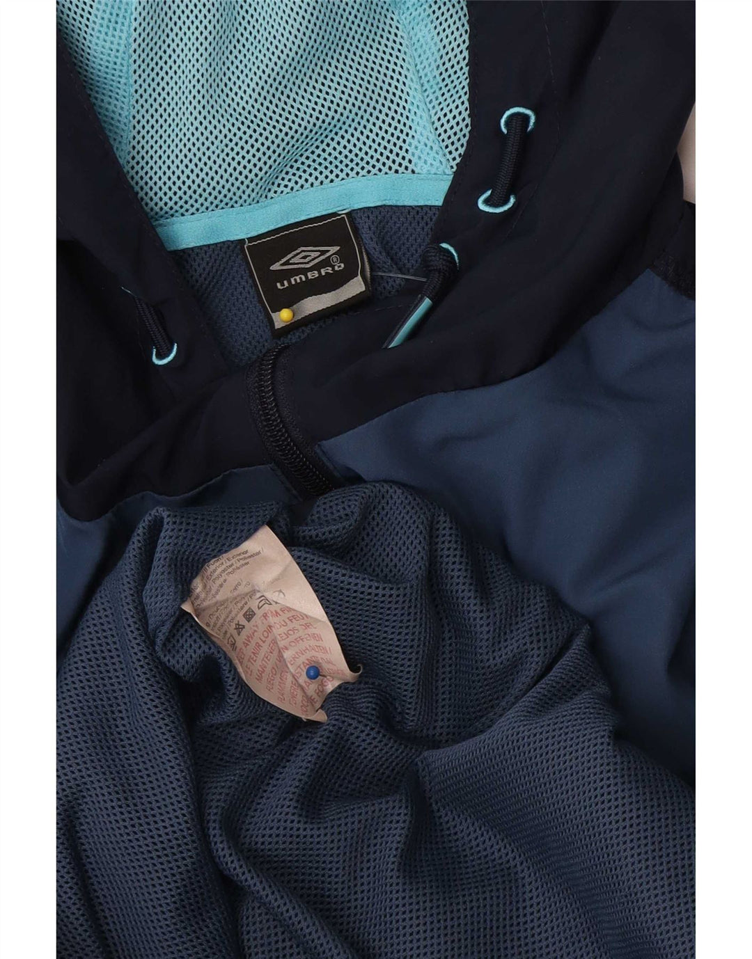 Giacca antipioggia con cappuccio da uomo Umbro UK 42 XL Poliestere color block blu navy