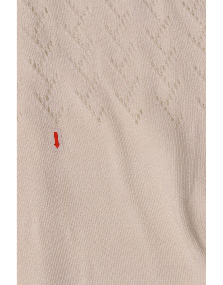 Maglione cardigan da donna vintage UK 14 bianco medio