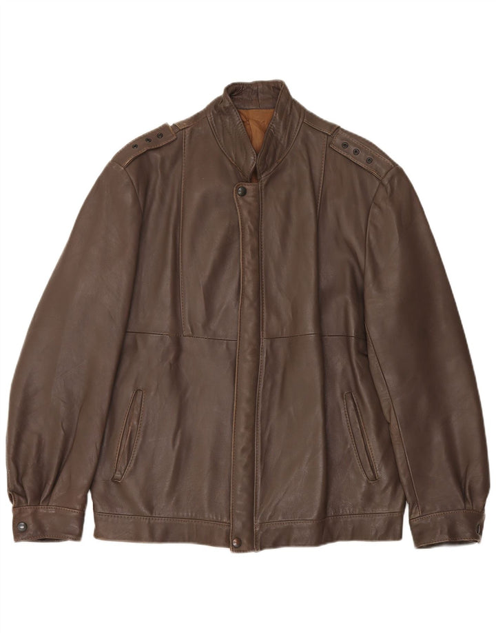 Giacca in pelle militare vintage da uomo IT 52 XL Marrone