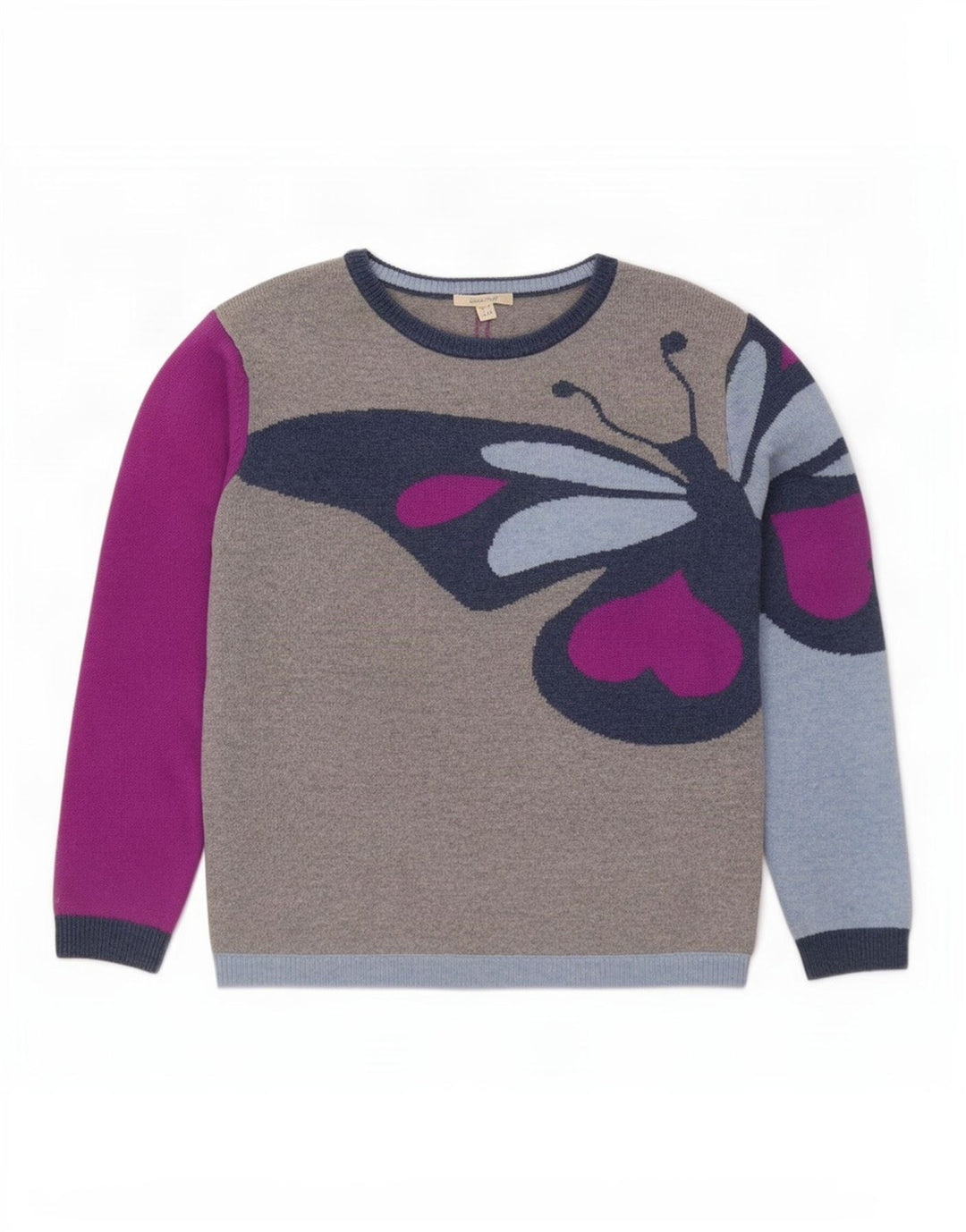 Maglione maglione con scollo a barca da donna di White Stuff UK 14 Grande farfalla grigia